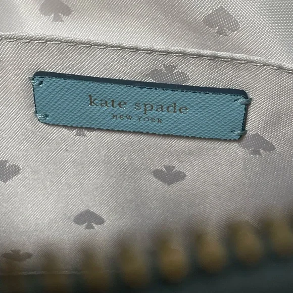 Kate Spade Baby Blue Reiley Medium Dome Saffiano Leather Satchel Crossbody Bag - Picture 15 of 16